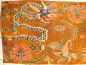 Appraisal: An early th c Tibetan wool rug with representations of