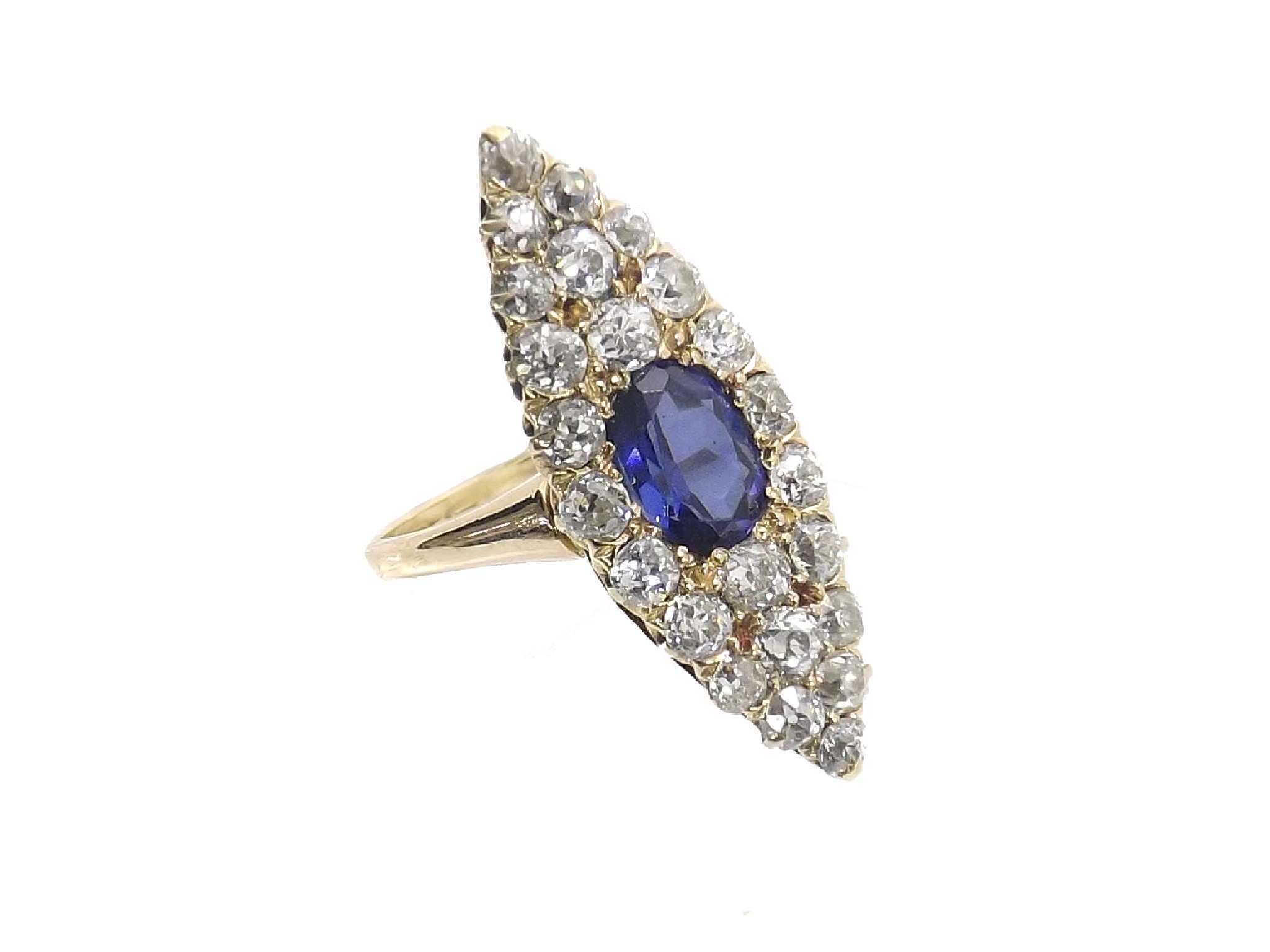 Appraisal: Attractive marquise shape sapphire and diamond dress cluster ring with