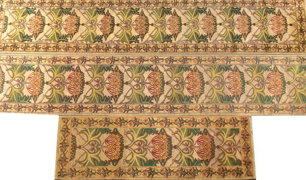 Appraisal: WILLIAM MORRIS STYLE Three contemporary runners with clusters of blossoms