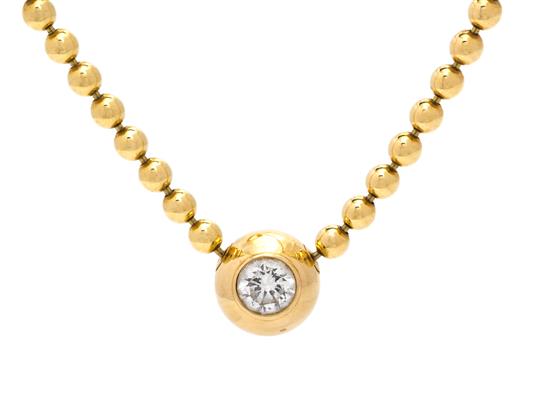 Appraisal: Sale Lot An Karat Yellow Gold and Diamond Solitaire Necklace