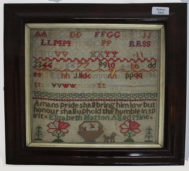 Appraisal: AN ANTIQUE ALPHABET SAMPLER worked by Elizabeth Hatton aged year