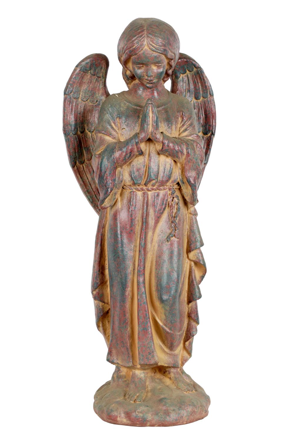 Appraisal: CARVED PAINTED WOOD ANGEL FIGUREmid- th century Provenance The Estate