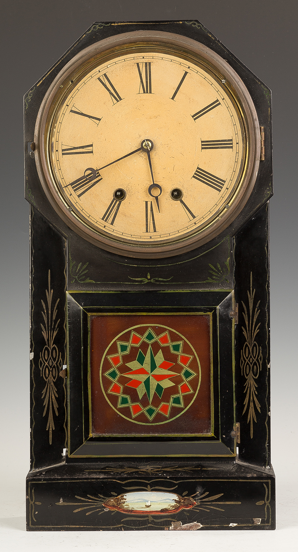 Appraisal: Terry Clock Co Shelf Clock Original painted iron and wood