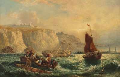 Appraisal: Claude T Stanfield Moore British - Off Whitby Harbor Oil