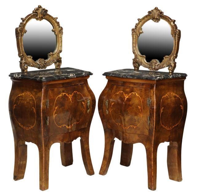 Appraisal: pair Italian Louis XV style bombe bedside cabinets th c