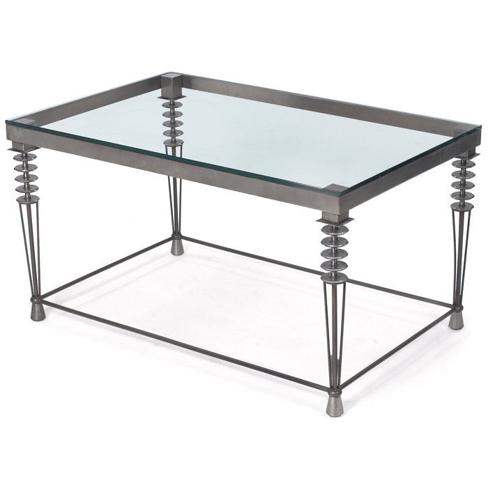 Appraisal: Larry Laslo occasional table by Directional polished steel frame with