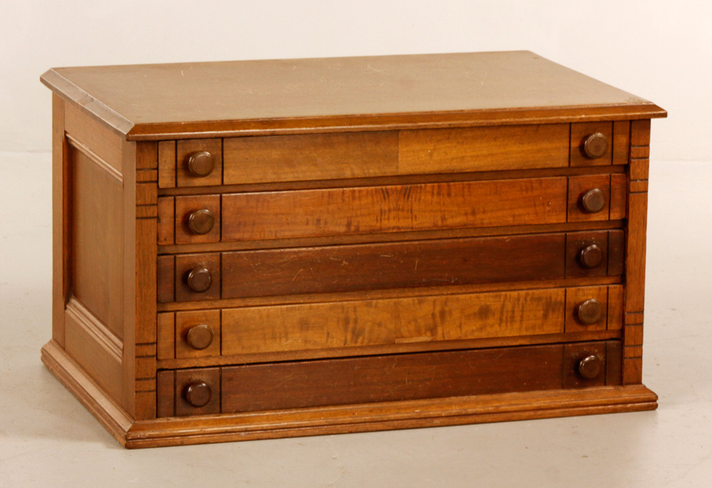 Appraisal: - th C Walnut Spool Chest th century Victorian spool