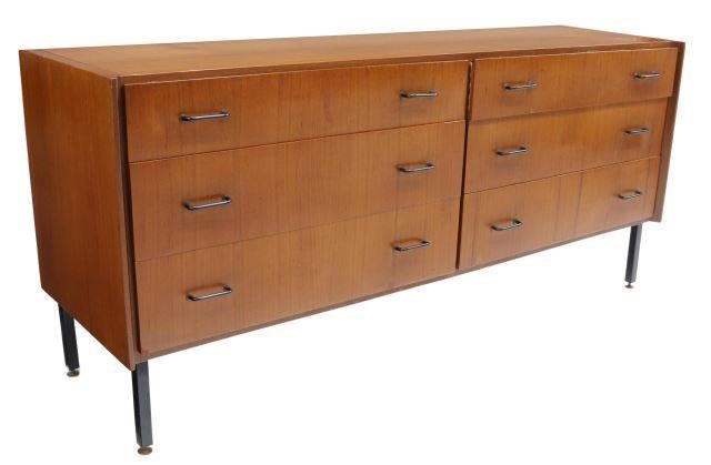 Appraisal: Italian mid-century modern teak dresser c s six drawers rising