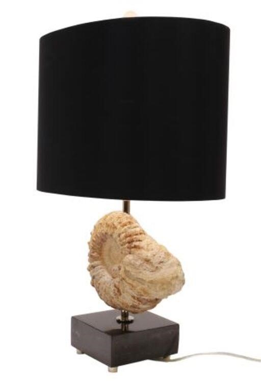 Appraisal: Ammonite fossil specimen Morocco now fashioned as a table lamp