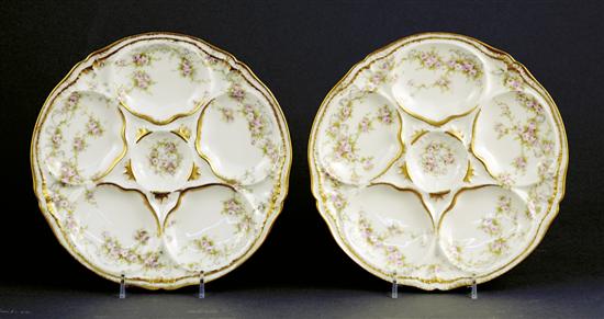 Appraisal: Six Limoges porcelain oyster plates circa decorated in floral pattern