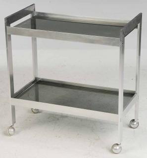 Appraisal: Chrome Tea Cart on Wheels top level and one lower