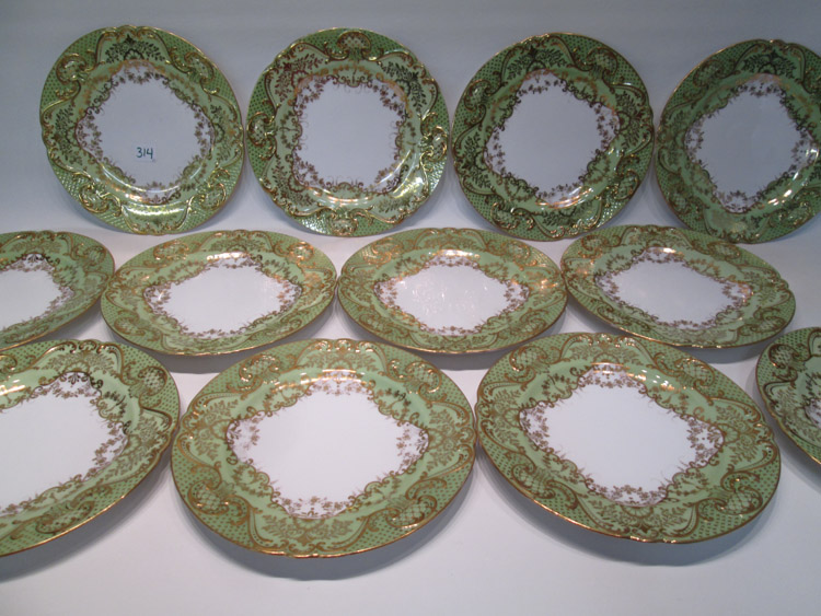 Appraisal: SET OF WT COPELAND PORCELAIN DINNER PLATES green and gilt