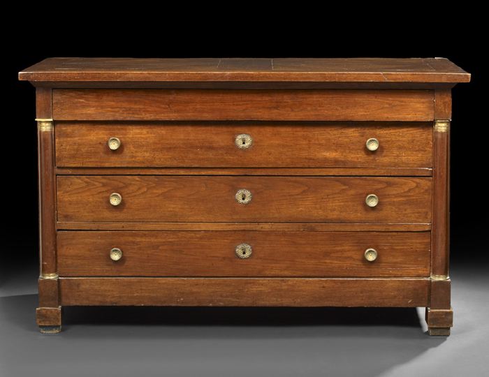 Appraisal: Provincial Empire Oak Commode second quarter th century the rectangular