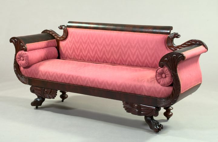 Appraisal: American Late Classical Carved Mahogany Settee second quarter th century