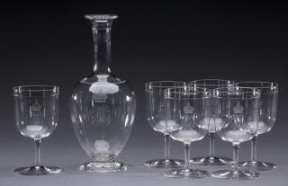 Appraisal: Continental clear crystal beverage set comprising carafe having a trumpet