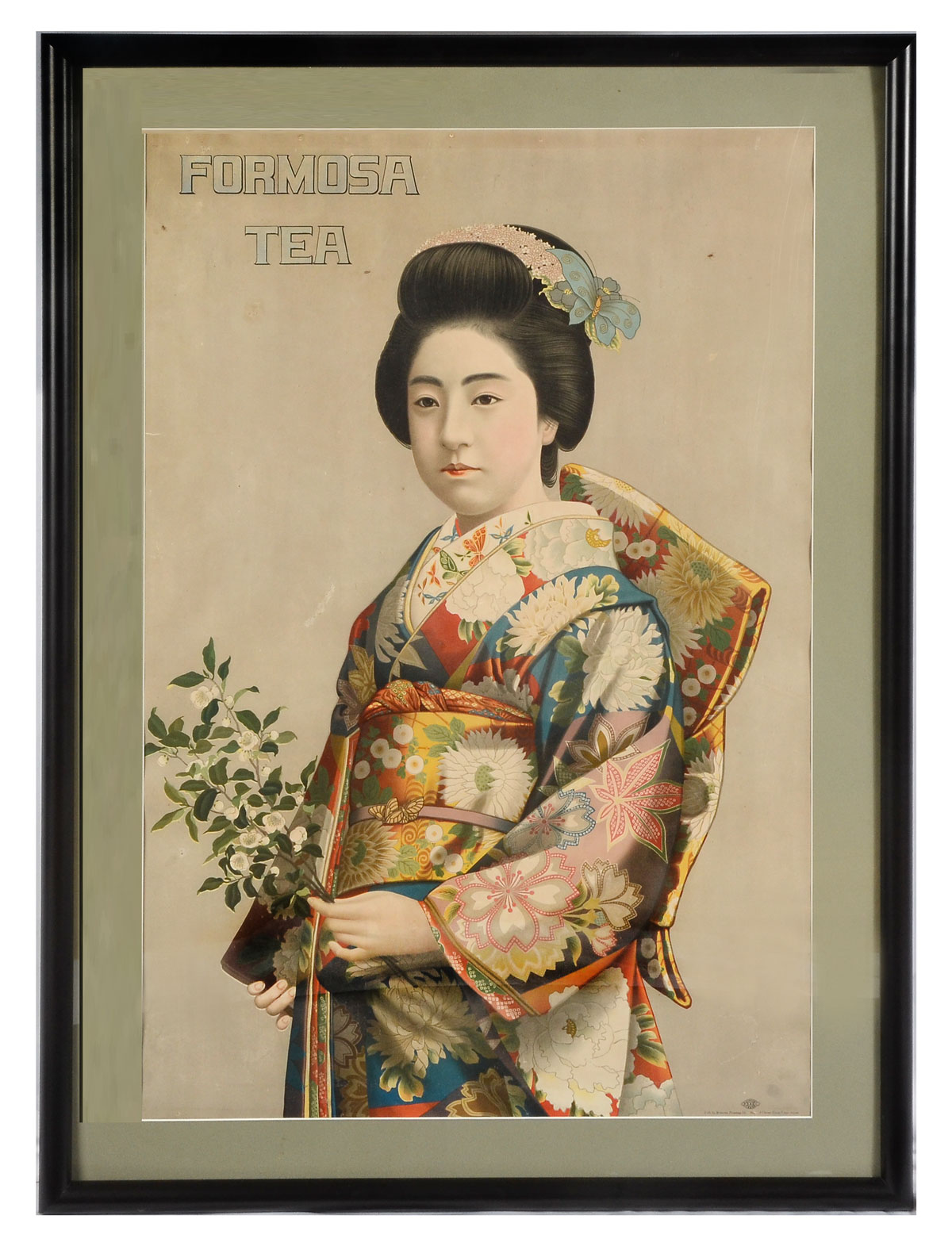 Appraisal: FORMOSA TEA LITHOGRAPH ADVERTISEMENT Depicting a Japanese Girl Wearing a