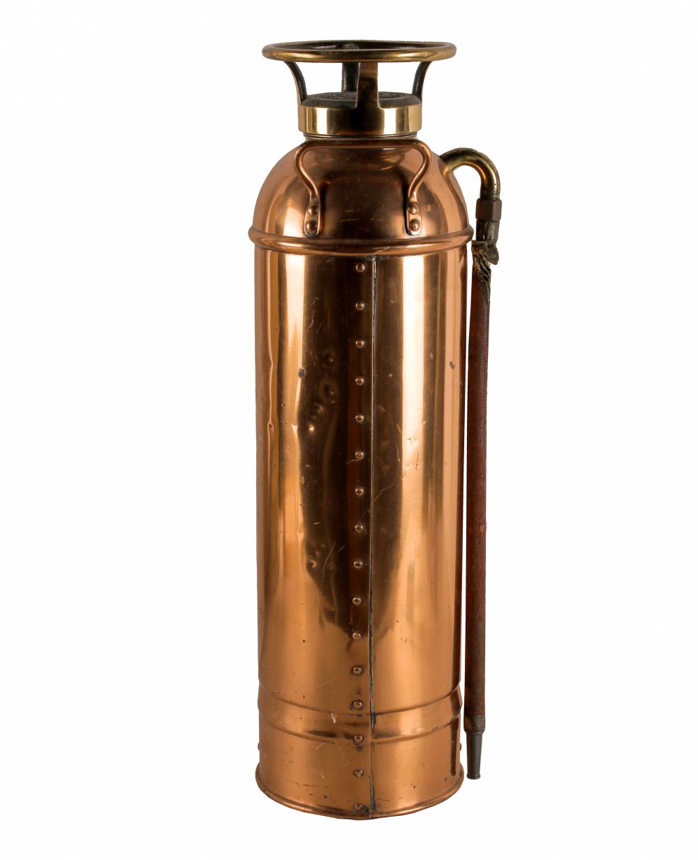 Appraisal: COPPER FIRE EXTINGUISHERUnderwriters Laboratories marked to brass plaque to front