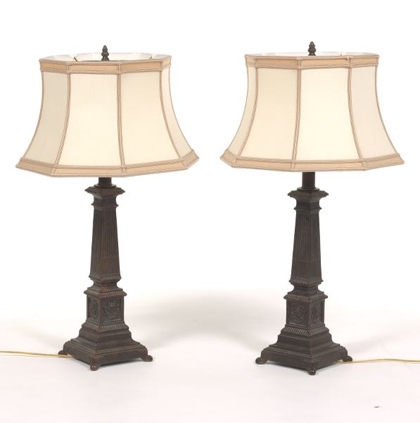 Appraisal: PAIR OF LAMPS overall Neoclassically styled cast metal pair of