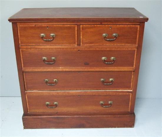 Appraisal: Early twentieth century mahogany and satinwood crossbanded chest of two