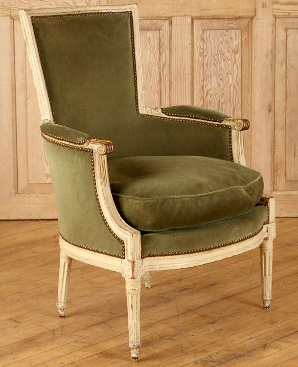 Appraisal: TH C FRENCH PAINTED BERGERE CHAIR DIRECTOIRE A nineteenth century