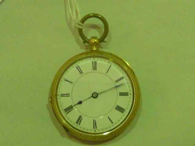 Appraisal: A CONTINENTAL K GOLD POCKET WATCH with enamel dial and