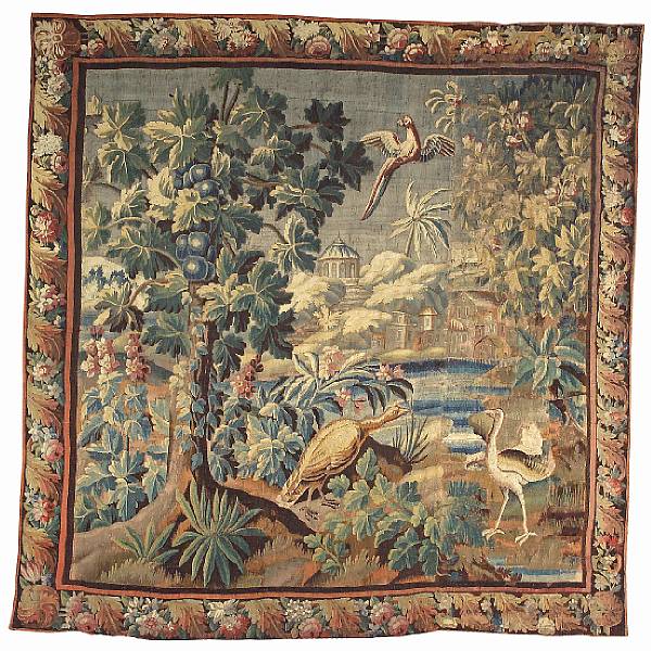 Appraisal: An Aubusson verdure tapestry early th century Depicting exotic birds