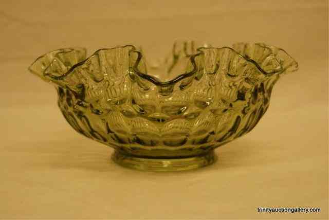 Appraisal: Fenton Glass Colonial Green Crimped Edge '' Bowlc 's and