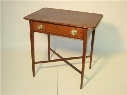 Appraisal: American pine side table th century Rectangular lip-molded over-hanging top