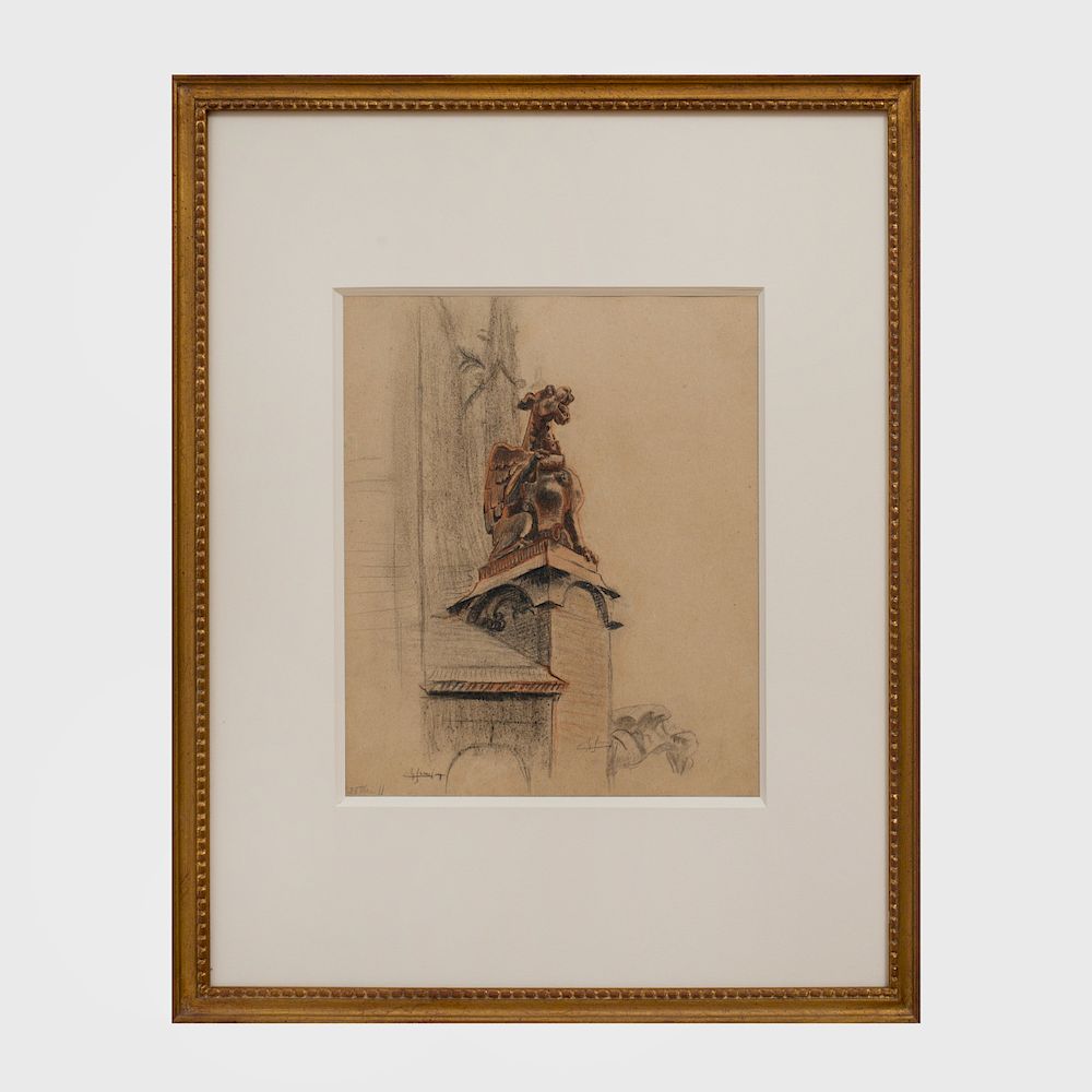 Appraisal: Attributed to Charles Jouas - Gargoyle Pencil cont crayon and