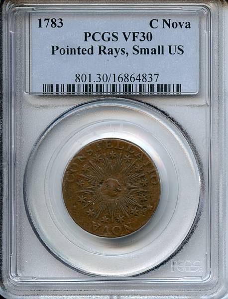 Appraisal: Nova Constellatio Copper Pointed Rays Small US VF PCGS Crosby