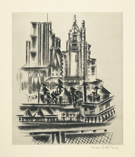 Appraisal: JOLAN GROSS-BETTELHEIM Manhattan Roofs Drypoint x mm x inches wide