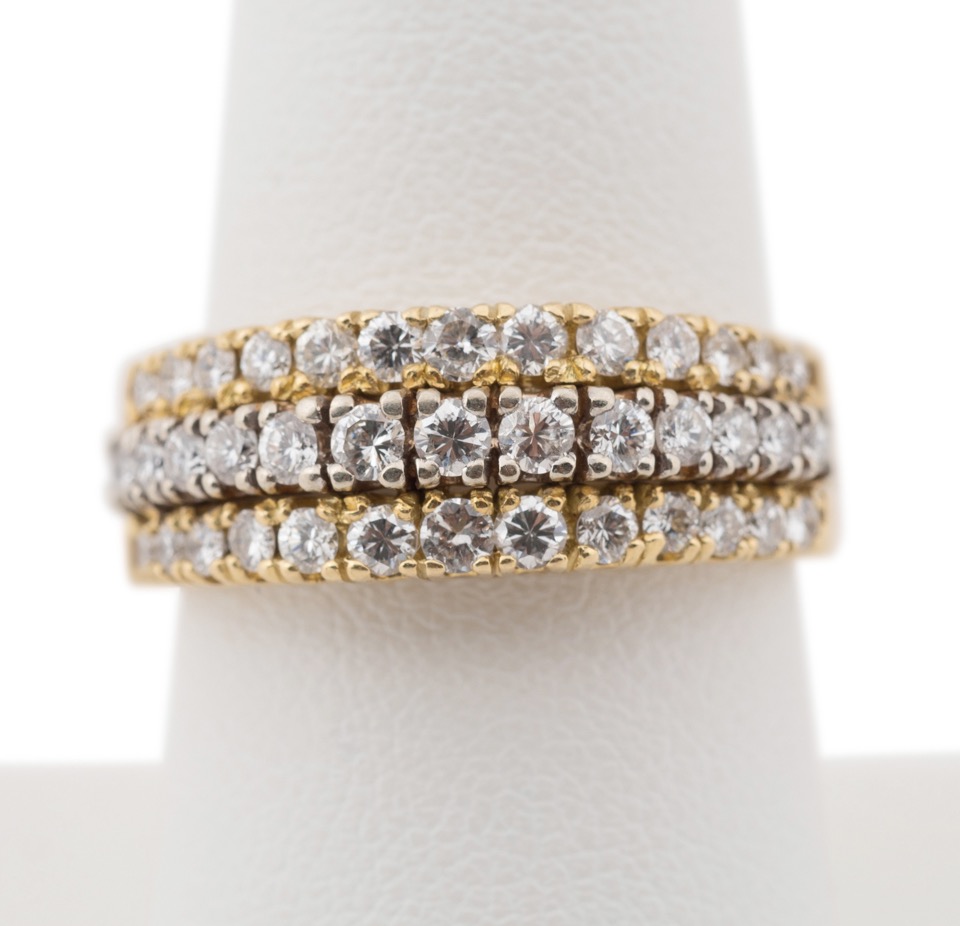 Appraisal: K TWO TONE GOLD DIAMOND BAND RING k yellow white