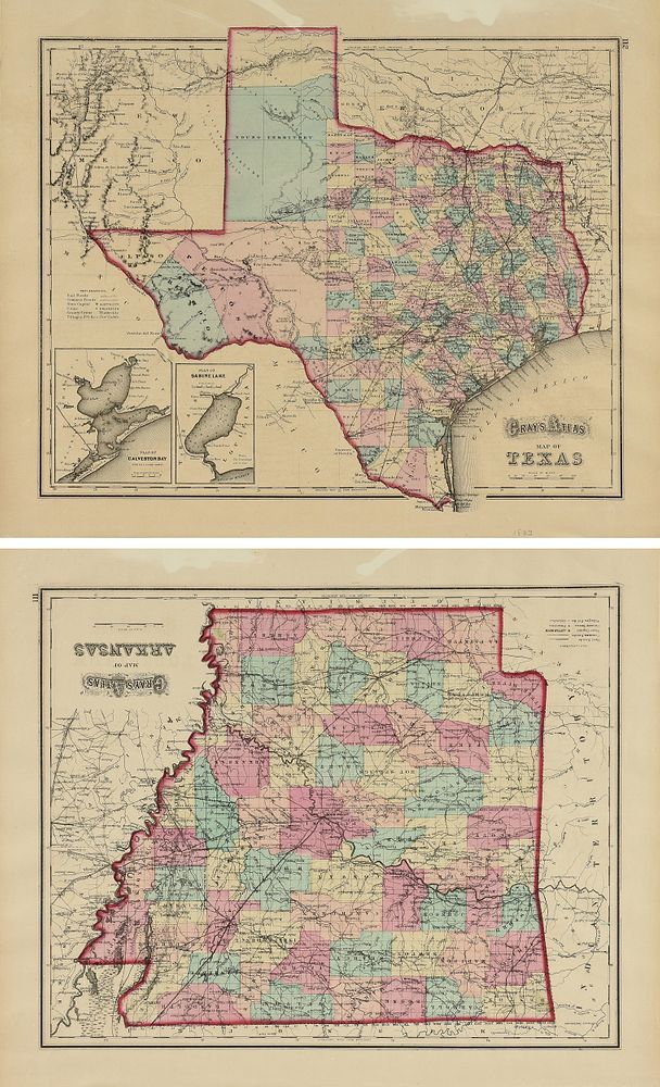 Appraisal: AN ANTIQUE TWO SIDED MAP Gray's Atlas Map of Texas