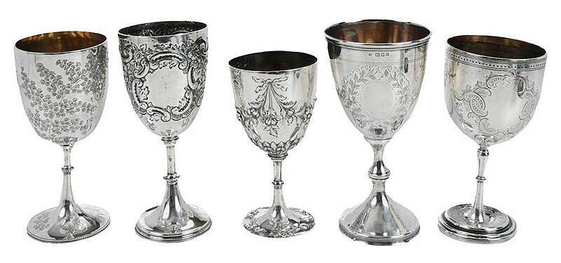 Appraisal: Five English Silver Goblets late th early th century all