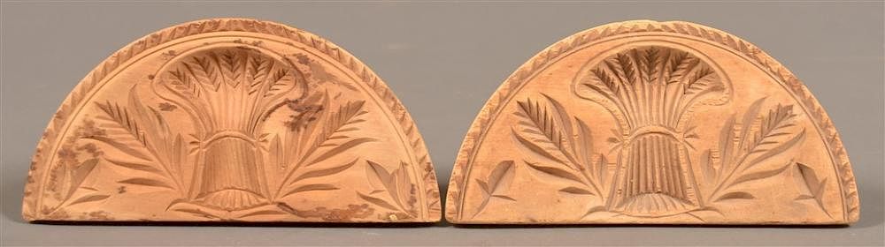 Appraisal: Two Carved Softwood Half Circular Butter Prints Two Pennsylvania th