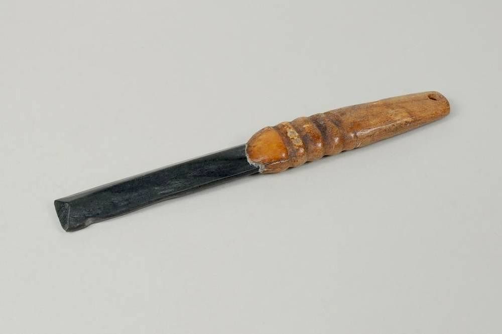 Appraisal: Inuit Hide Scraper with Fossil Ivory Handle Inuit hide scraper