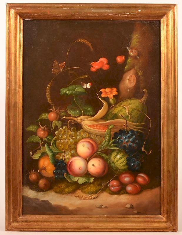 Appraisal: th Cent Oil on Canvas Painting Fruit Still Life Unsigned