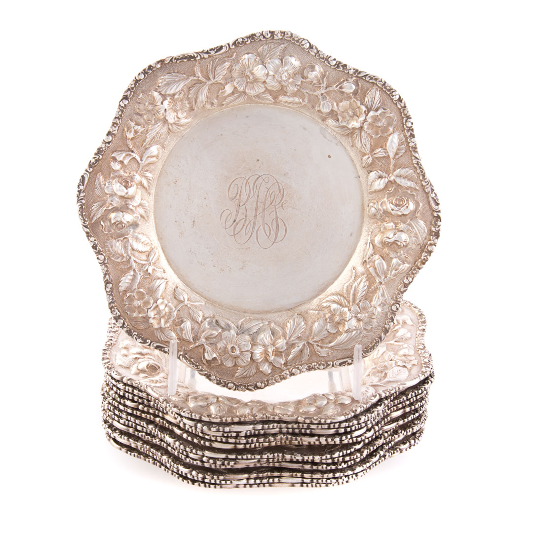 Appraisal: Stieff Rose sterling silver bread butter plates set of repousse