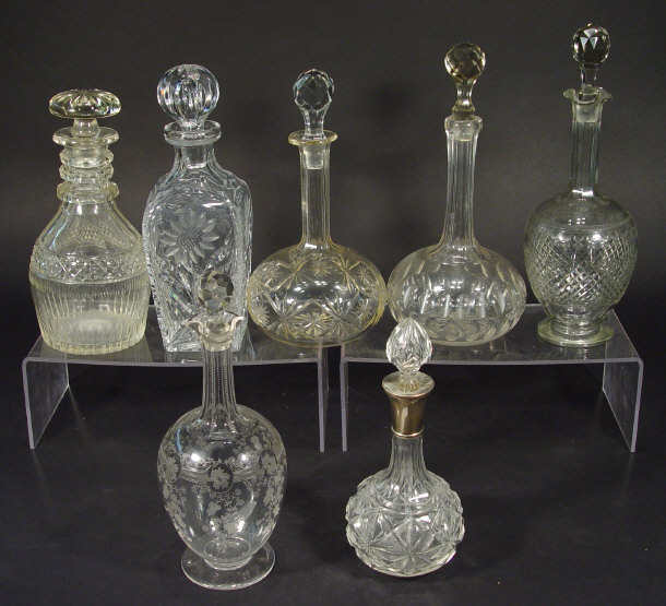 Appraisal: Seven Victorian and Edwardian cut glass decanters and stoppers one