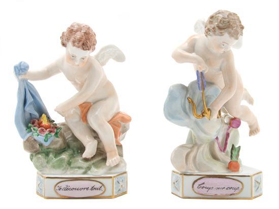 Appraisal: Two Dresden Porcelain Figures the first depicting Cupid with bow