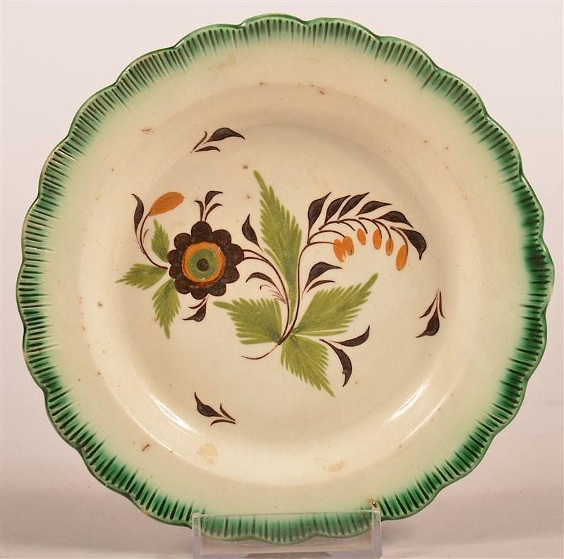 Appraisal: Leeds Green Feather Edge Primrose Toddy Plate Leeds Green Feather