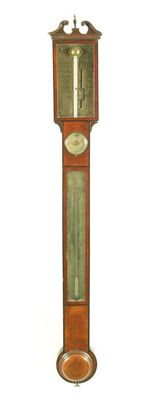 Appraisal: An early th century mahogany and ebonised strung stick barometer