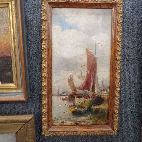 Appraisal: Leo Perla oil AKA Karl Kaufmann ships in harbour signed