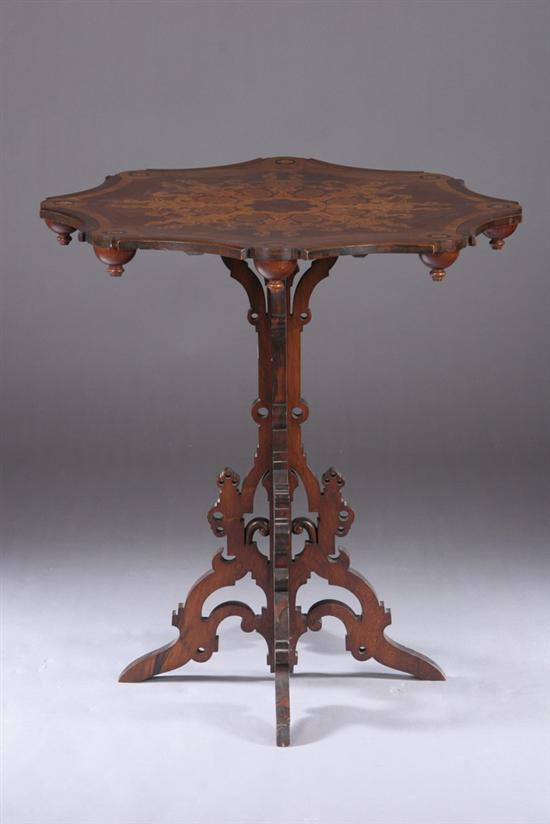 Appraisal: CONTINENTAL REVIVALIST INLAID TILT-TOP TABLE th century probably Austrian Elaborately