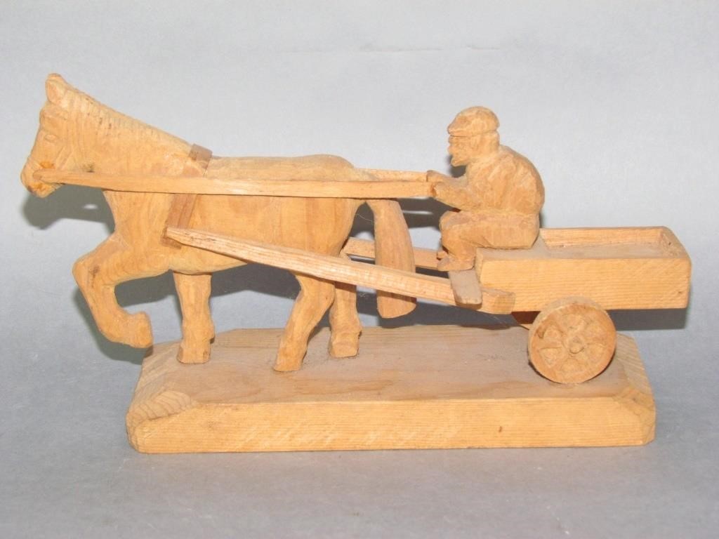 Appraisal: JUNE GOTTSHALL CARVED HORSE WAGON x signed and dated