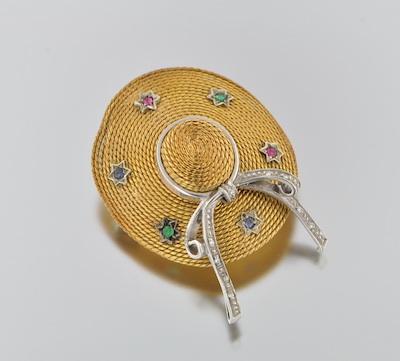 Appraisal: An Italian k Gold Hat Design Brooch k yellow gold