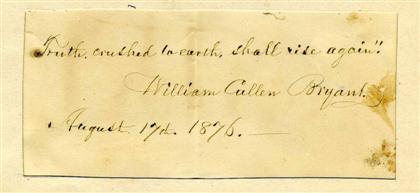 Appraisal: pieces Autograph Material American Authors Artists Performers Bryant William Cullen