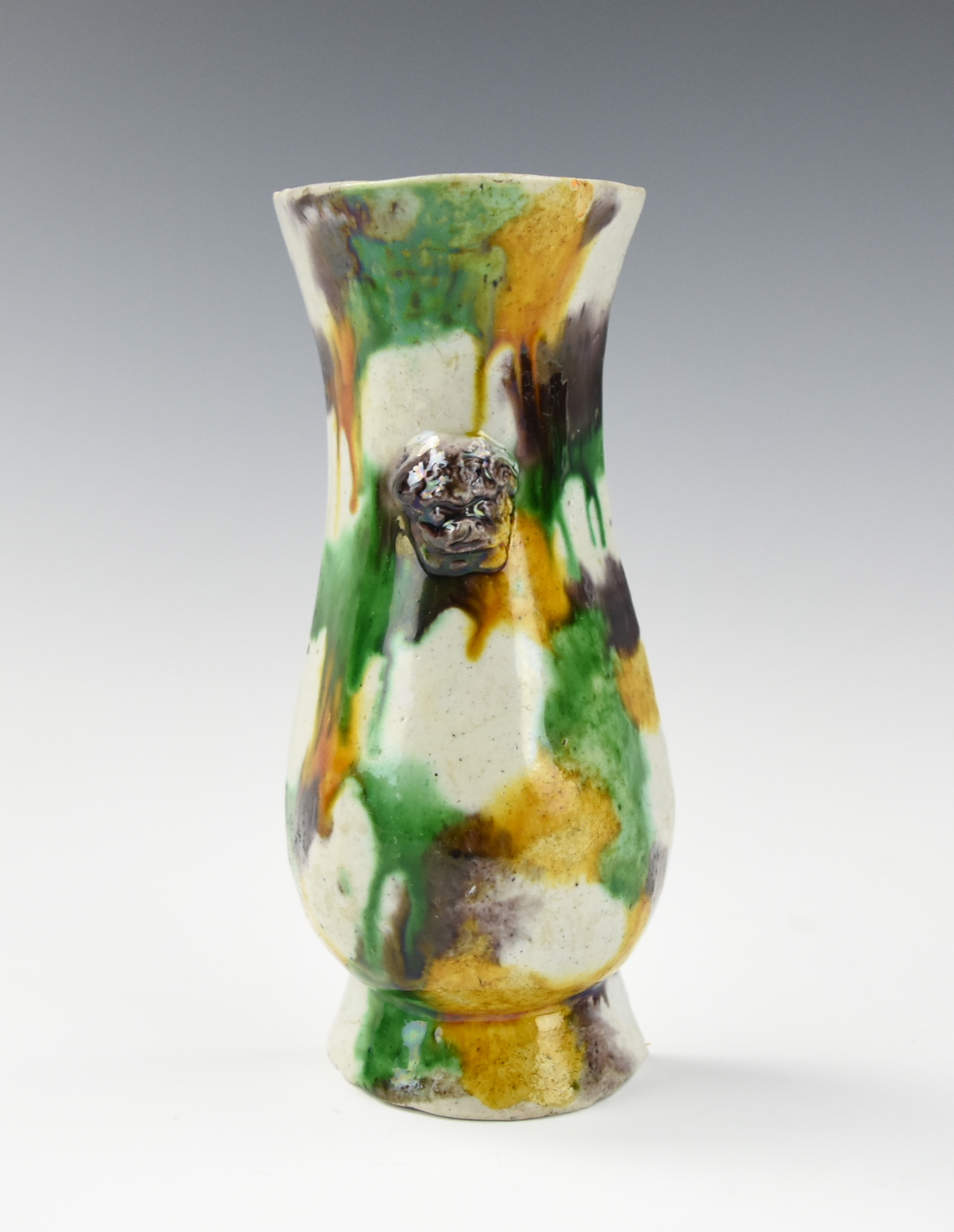 Appraisal: CHINESE SANCAI GLAZED WALL VASE KANGXI PERIOD Chinese Kangxi Period