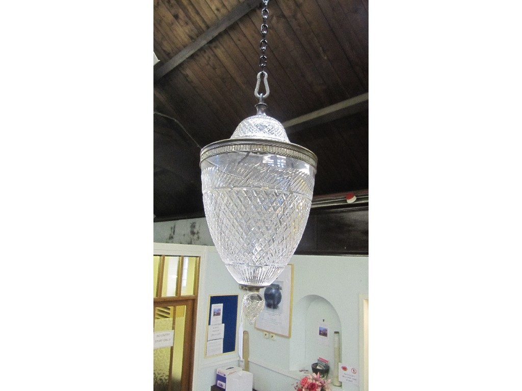 Appraisal: Two early th century cut glass ceiling lights