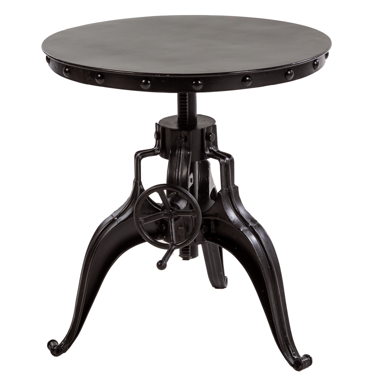 Appraisal: ARHAUS ROUND INDUSTRIAL CRANK END TABLE Circular table with crank